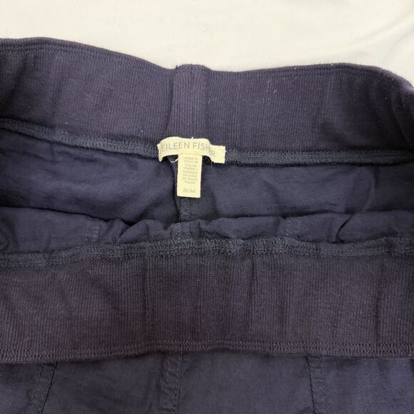 EILEEN FISHER Cargo Jogger Organic Linen Pants M Navy Blue Pull-On EUC B26 - Picture 3 of 5